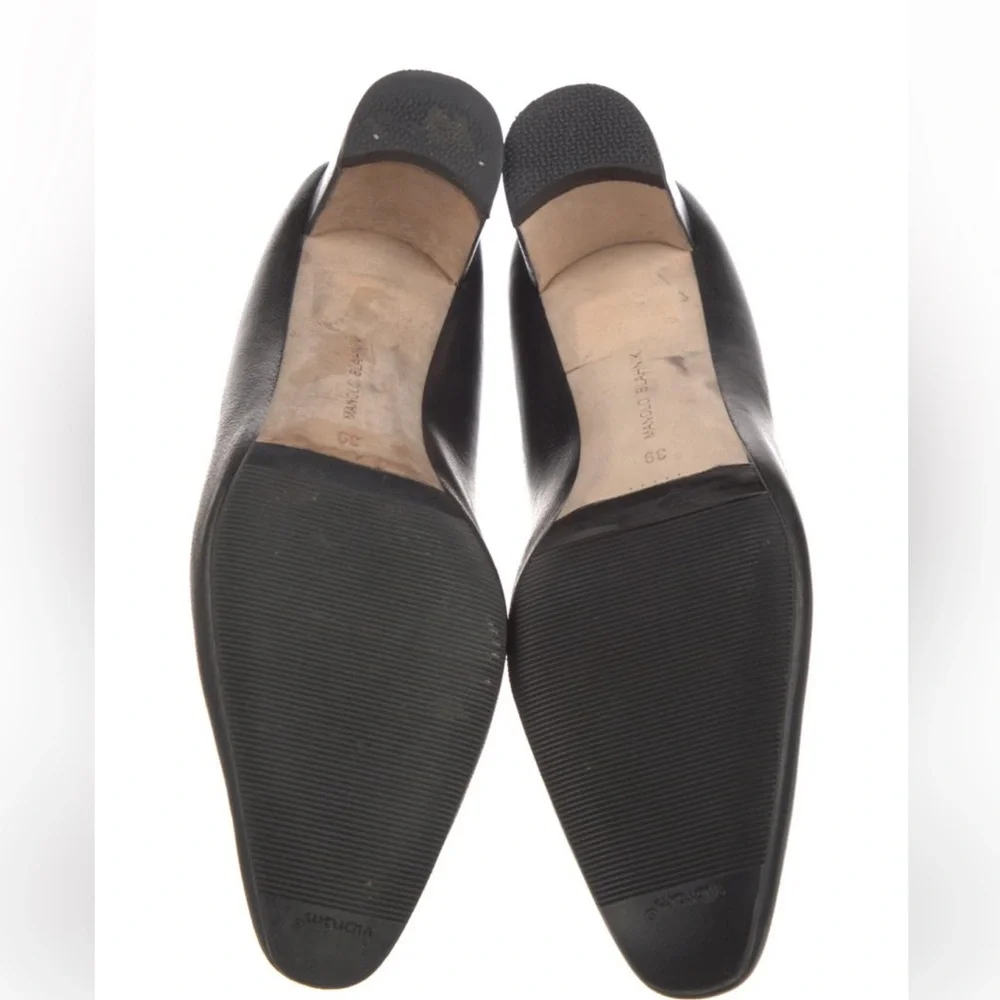 Manolo Blahnik soft black leather booties ankle block heel 39 - Picture 5 of 9